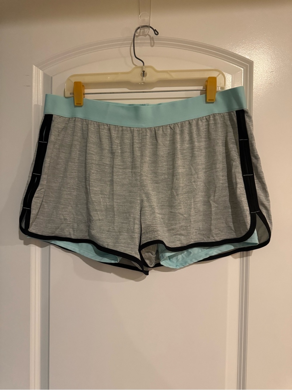 Danskin Grey Athletic Shorts with Light Blue Waistband